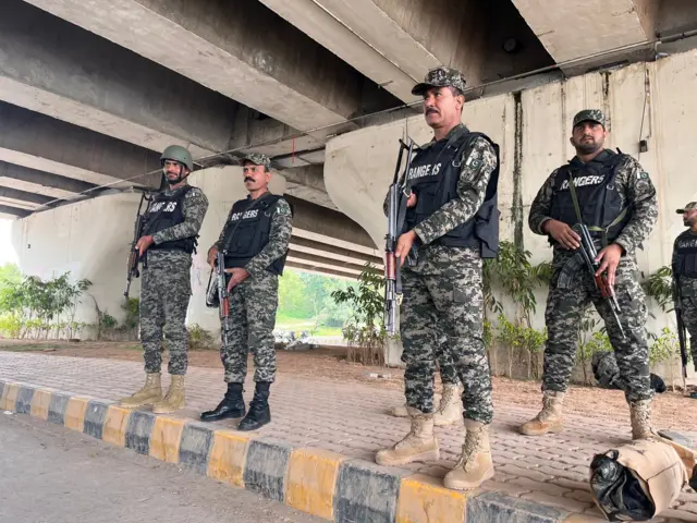 A police checkpoint in Islamabad ahead of US and Iran peace talks in Pakistan