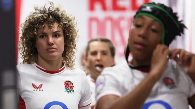 Ellie Kildunne of England walks through the players' tunnel during the half time break