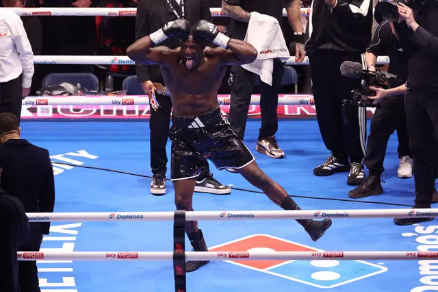 Richard Riakporhe celebrates