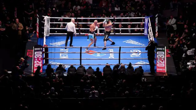 A general view as Tyson Fury punches Arslanbek Makhmudov