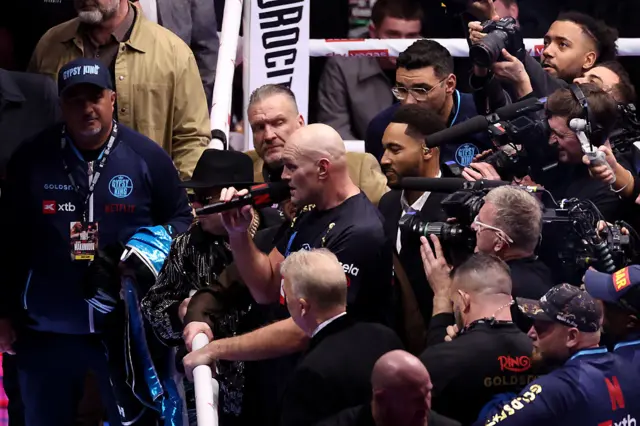 Tyson Fury challenges Anthony Joshua from the ring