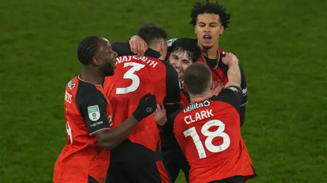 Luton celebrate scoring