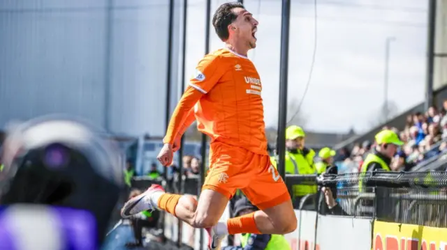 Rangers' Bojan Miovski celebrates
