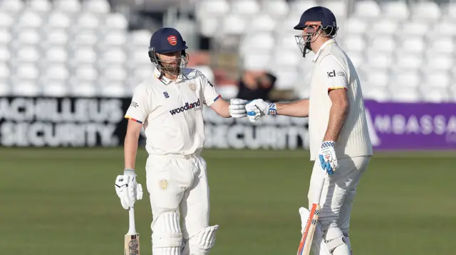 Essex batters Matt Critchley (L) and Paul Walter