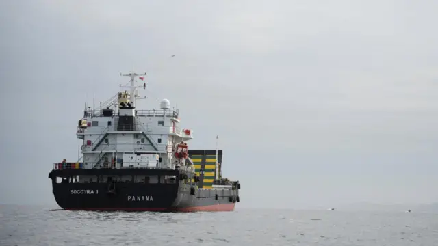 A vessel at the Strait of Hormuz, off the coast of Oman’s Musandam province