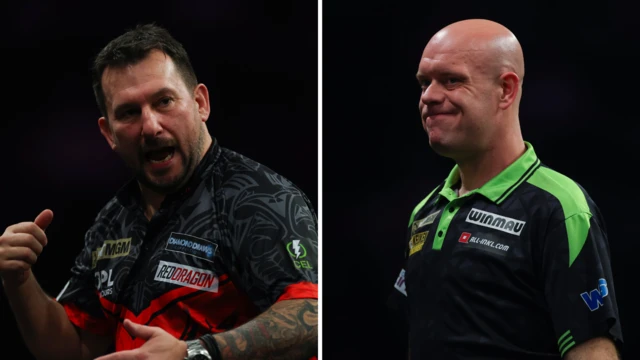 Split picture of Michael van Gerwen and Jonny Clayton