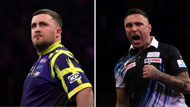 Split picture of Luke Littler and Gerwyn Price