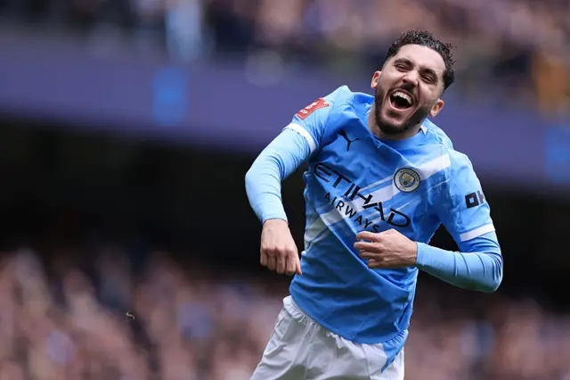 Rayan Cherki celebrates