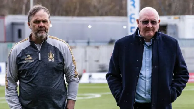 Falkirk assistant Paul Smith and manager John McGlynn