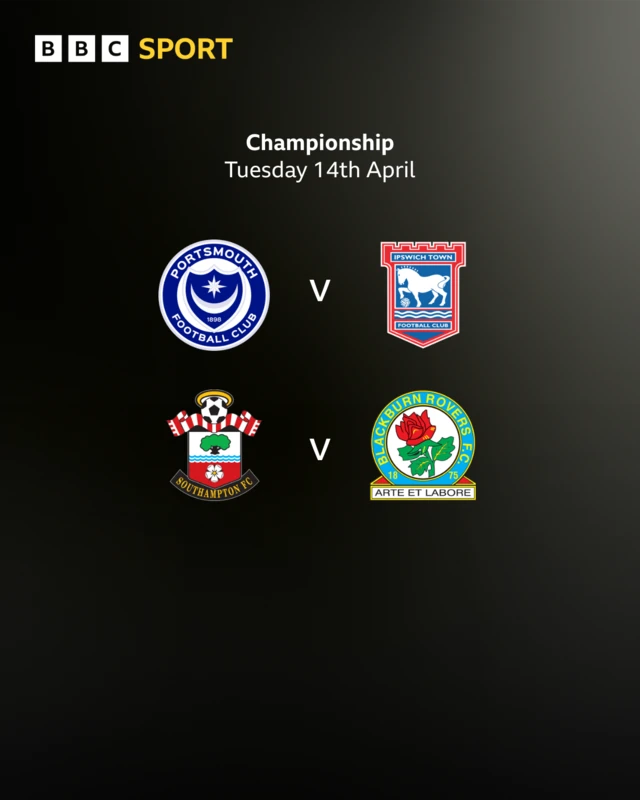 The two fixtures illustrated using the clubs' respective badges