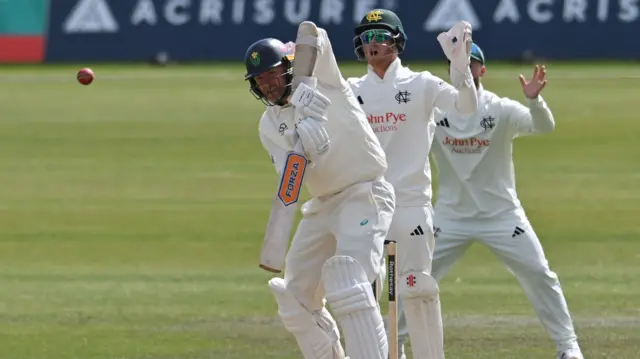 Timm van der Gugten batting against Notts for Glamorgan