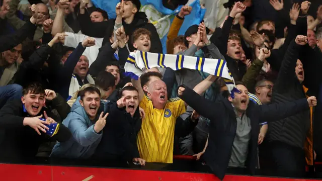 Leeds United fans celebrate