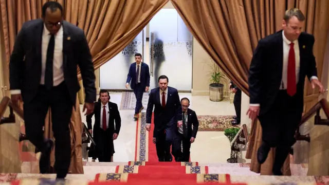 US Vice President JD Vance arrives for a meeting with Pakistan's Prime Minister Shehbaz Sharif in Islamabad, Pakistan, for talks about Iran on Saturday, April 11