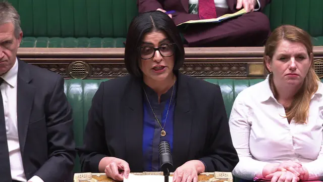 Shabana Mahmood speaking at the House of Commons despatch box