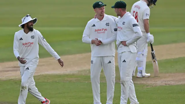 Lyndon James of Nottinghamshire on as injury substitute for Fergus O'Neil