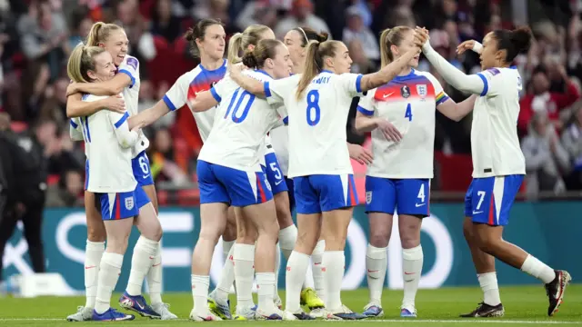 England players celebrate