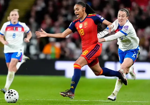 Bronze pulls Salma's shirt