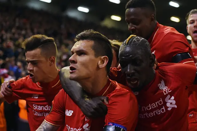 Dejan Lovren of Liverpool celebrates