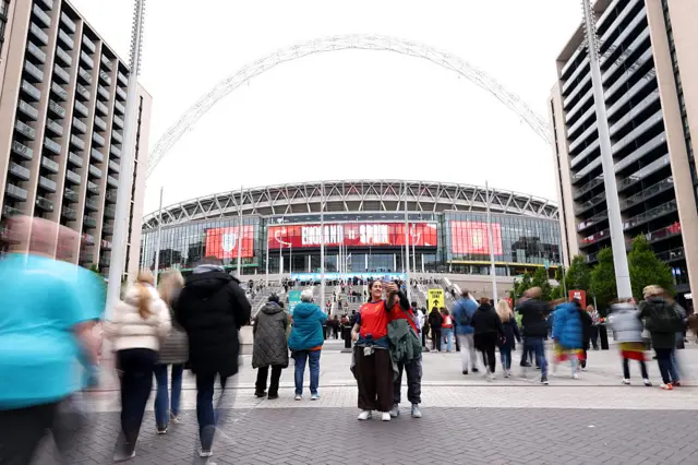 Fans walking down Wembley way