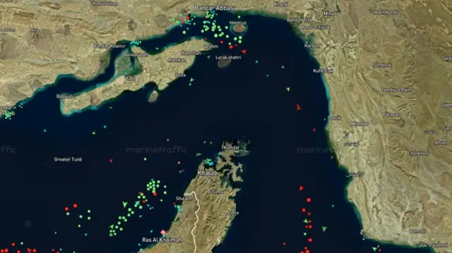 A screenshot of tracking data on MarineTraffic on Tuesday morning
