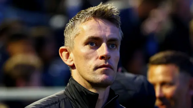 A stern looking Ipswich boss Kieran McKenna after defeat by Portsmouth