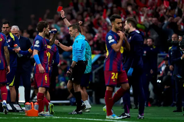 Clément Turpin shows a red card