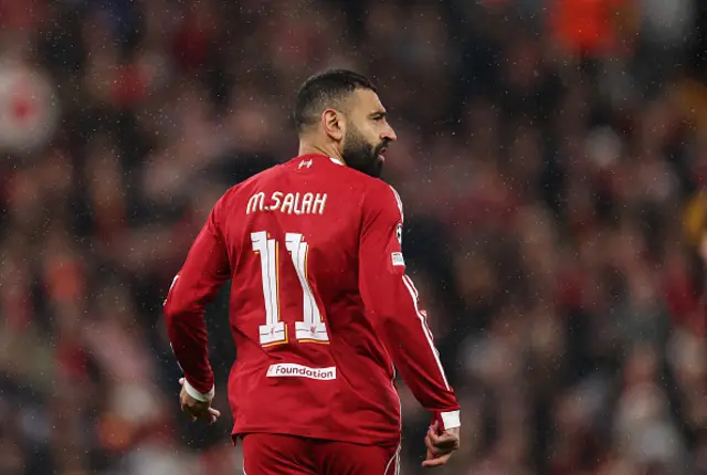 Mohamed Salah of Liverpool looks on