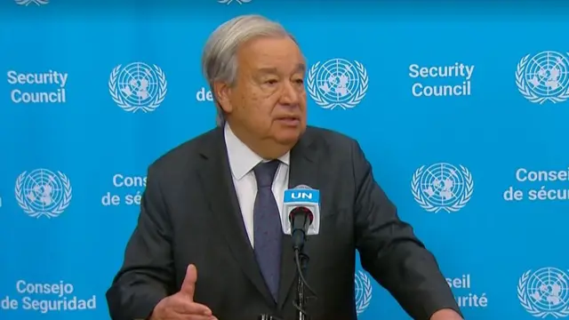 Guterres speaks at press briefing