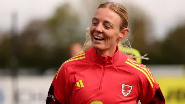 Sophie Ingle during training with Wales