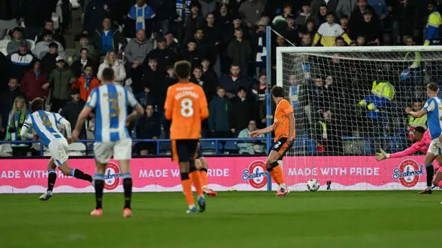 Ryan Ledson scores for Huddersfield against Cardiff