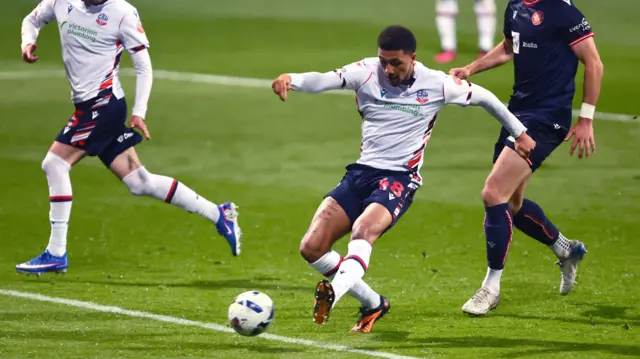 Mason Burstow scores Bolton's fifth against Stevenage