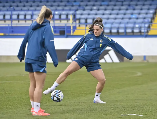 Northern Ireland football ladies Megan Bell pictured during training at Mournview Park