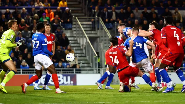 Conor Shaughnessy opens the scoring for Portsmouth