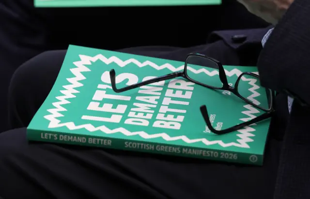 The Scottish Green Party manifesto at its launch for the upcoming Holyrood election, at Barras Art and Design (BAaD) in Glasgow