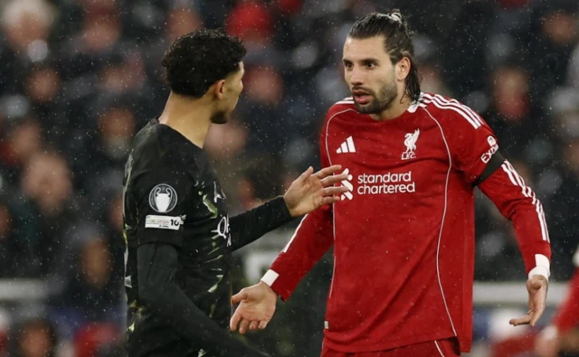 Liverpool's Dominik Szoboszlai reacts