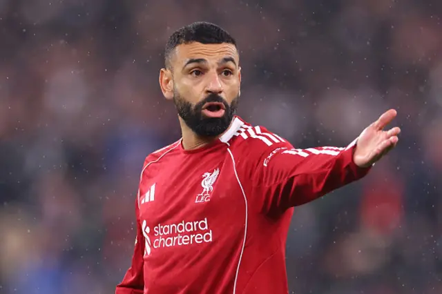 Mohamed Salah of Liverpool  looks on