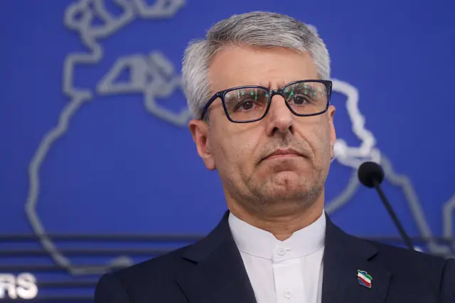 Esmaeil Baghaei, Spokesperson of Foreign Ministry seen during his weekly press conference