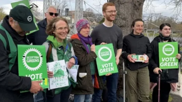 Ross Greer, co-leader of the Scottish Greens, campaigning in Inverness