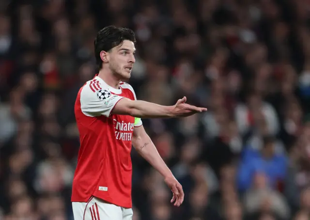 Arsenal's Declan Rice reacts