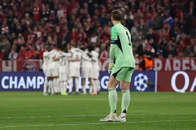 Manuel Neuer of FC Bayern Munich looks on