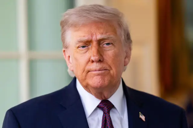 US President Donald Trump speaks to members of the media outside the Oval Office of the White House in Washington, DC, USA, 13 April 2026