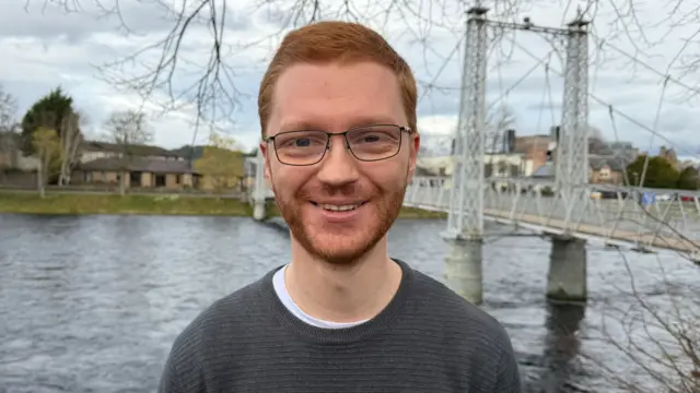 Ross Greer, co-leader of the Scottish Greens, in Inverness on the campaign trail