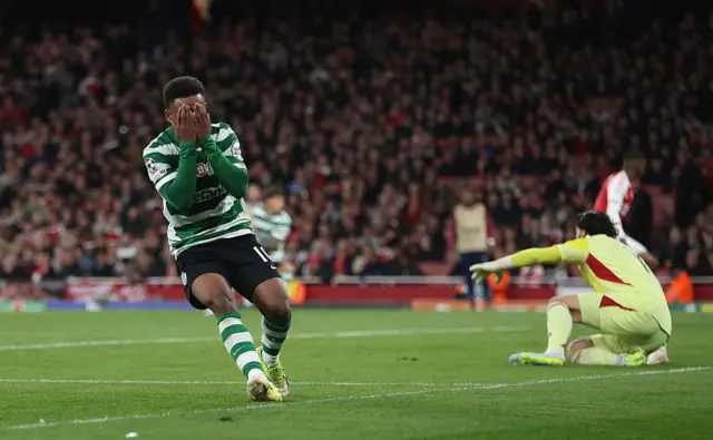 Sporting CP's Geny Catamo after a missed chance