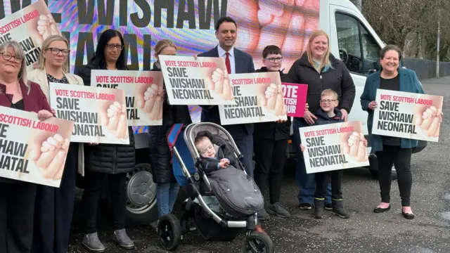 Scottish Labour leader Anas Sarwar, during a visit to Wishaw, while campaigning for the upcoming Holyrood election.