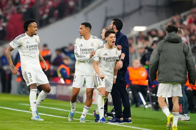 Arda Guler attacking midfield of Real Madrid and Turkiye celebrates after scoring his sides second goal