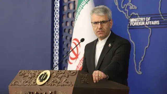 Ismail Baqai, Iranian foreign ministry spokesperson giving a news conference