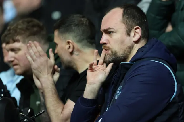 Coventry fans look nervous with their side losing at Blackburn