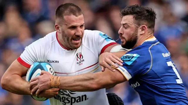 Ulster's Stuart McCloskey in action against Leinster's Robbie Henshaw