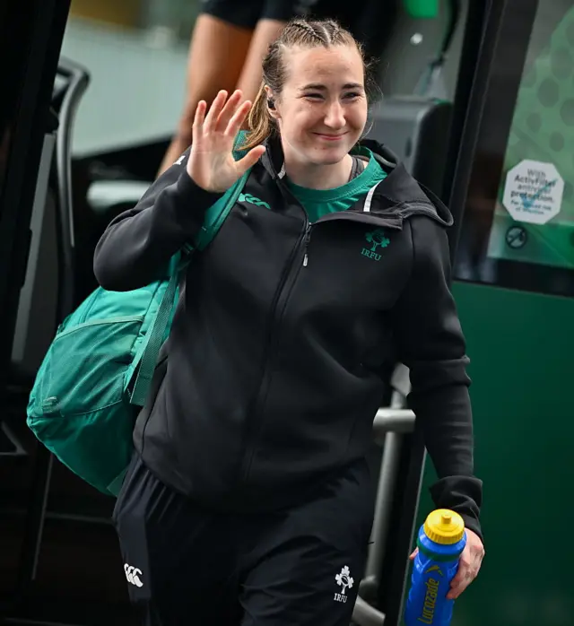 Eve Higgins arrives at the game