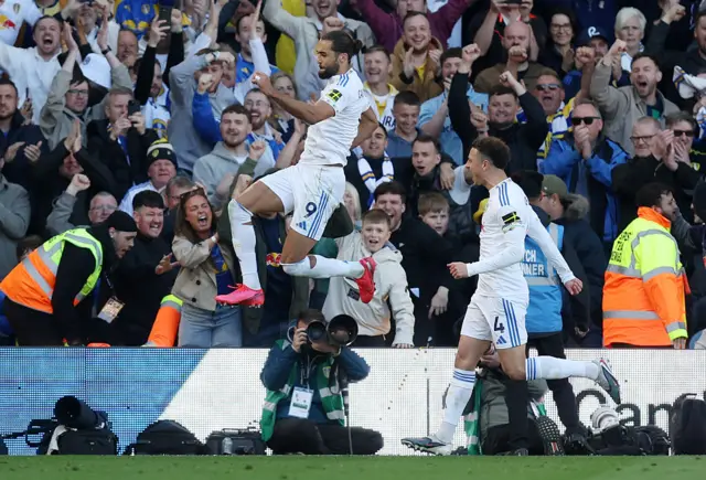 Dominic Calvert-Lewin of Leeds United celebrates scoring